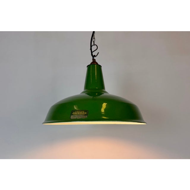 Industrial Green Enamel Factory Pendant Lamp from Jackson Electrical Co., 1960s For Sale - Image 9 of 18