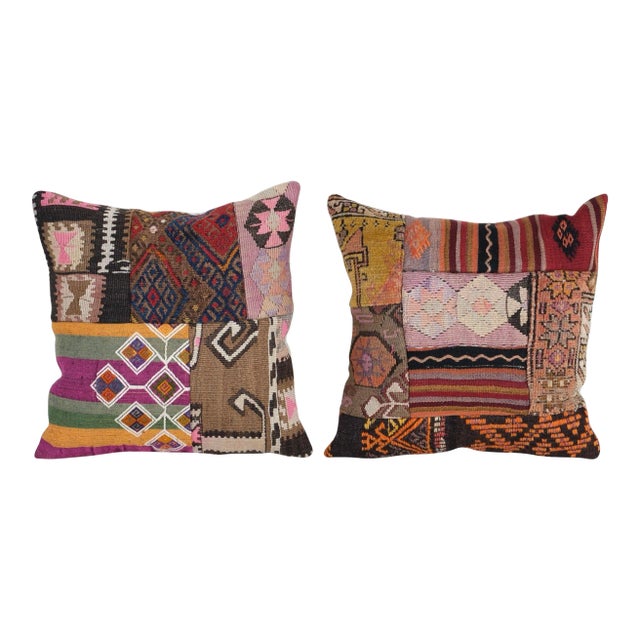 Turkish Kilim Pillow Cover - a Pair For Sale