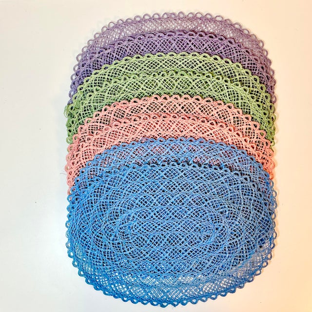 Boho Chic Mid-Century Boho Chic Costal Arts & Crafts Straw Placemats - Set of 8 - Easter For Sale - Image 3 of 8