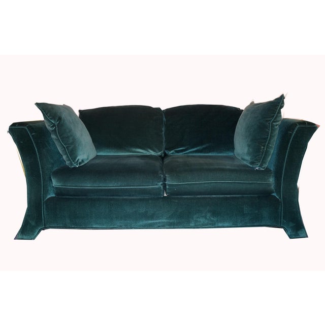 Broyhill Emerald Green Velvet Loveseat Chairish