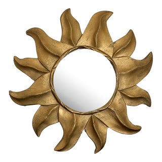 Vintage Late-20th Century Convex Sunburst Wall Mirror For Sale