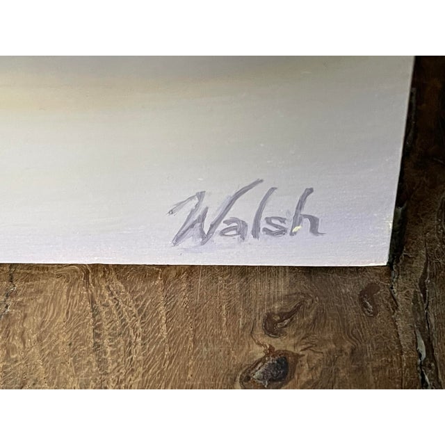 Original Oil Painting Signed: Fashionable French Woman in Vintage Pink Ensemble For Sale - Image 4 of 6