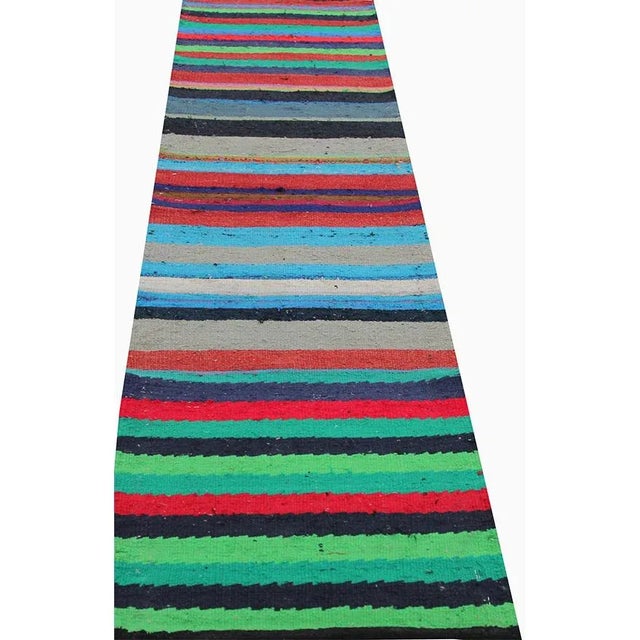 Mid-Century Modern Vintage Scandinavian Style Kilim Runner Rug 1'7" X 6'6" For Sale - Image 3 of 6
