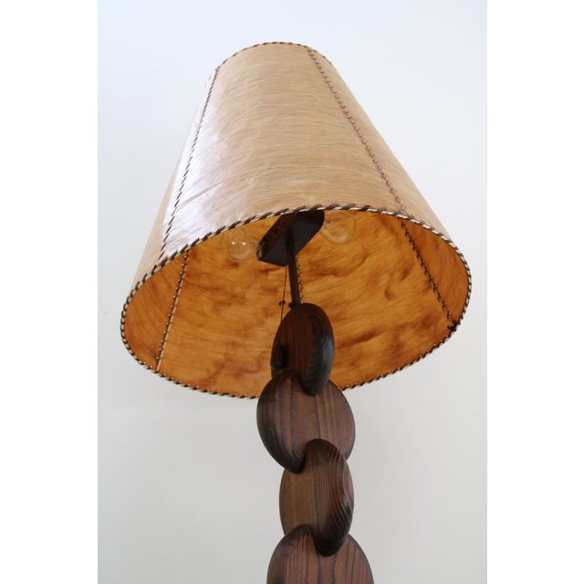 Wood Vintage Brutalist Floor Lamp in Pine from Temde, 1960s For Sale - Image 7 of 11