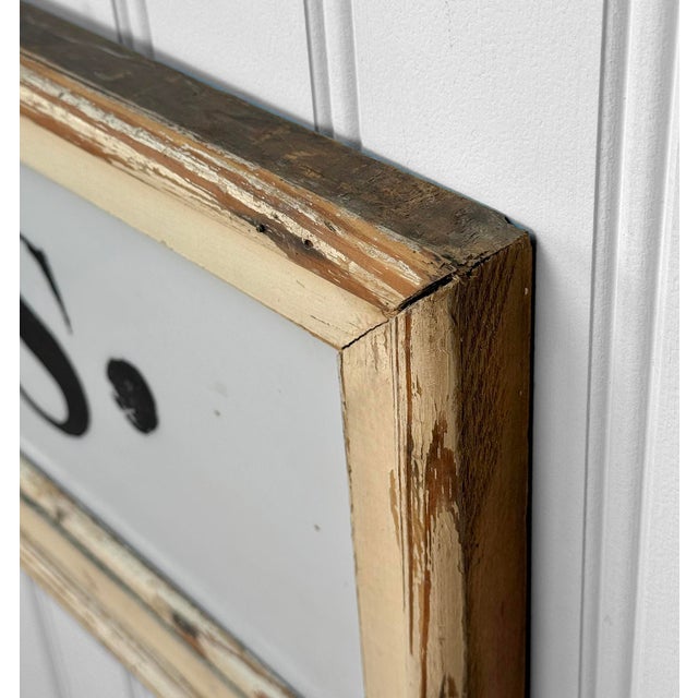 Antique General Store Cigarettes Milk Glass Painted Sign - 53" For Sale - Image 12 of 12