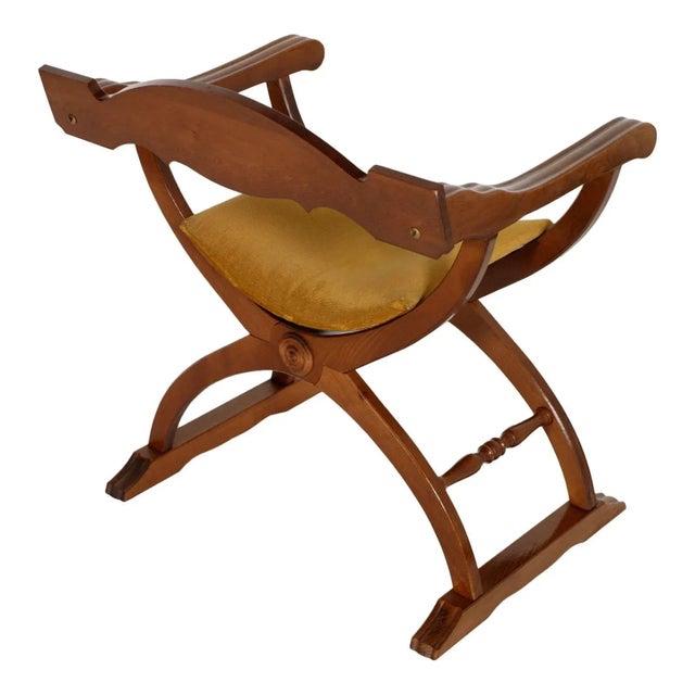 Mid-Century Italian Walnut Savonarola Chair For Sale - Image 4 of 5