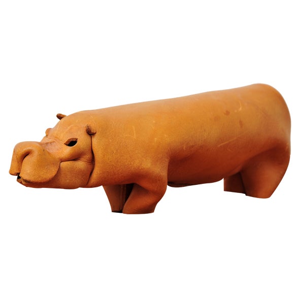 Leather Hippopotamus from Deru, 1960s For Sale