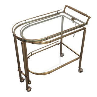 Vintage Brass Bar Cart For Sale