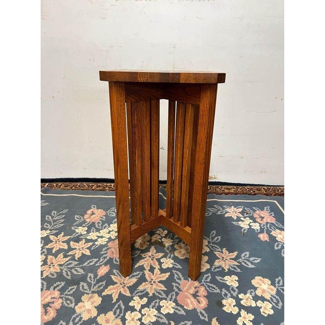Vintage Arts & Crafts Mission Spindle Solid Oak Plant Stand Side Table For Sale In Washington DC - Image 6 of 7
