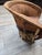 Mexican Vintage Mexican Child's Leather Equipal Barrel Chair With Pyrography Art For Sale - Image 3 of 10