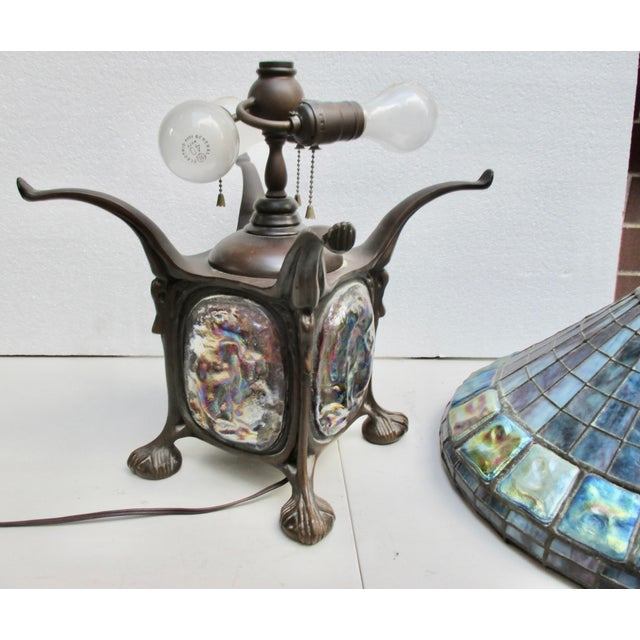 Metal Late 20th Century Tiffany Style Turtle Back Lamp For Sale - Image 7 of 13