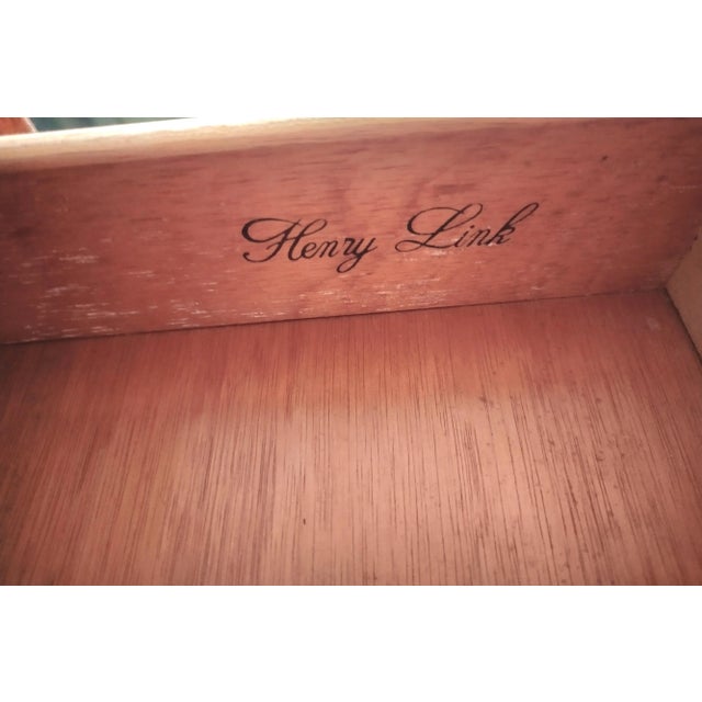 Wood Vintage Henry Link Faux Bamboo Regency Style 4 Drawer Writing Desk For Sale - Image 7 of 7