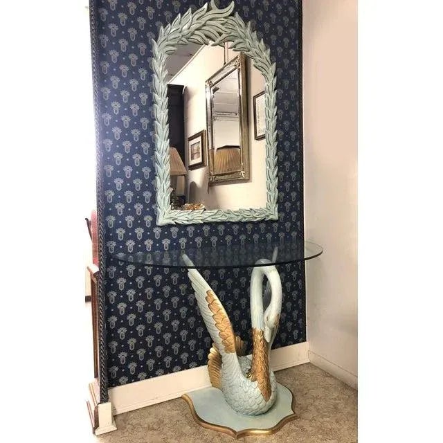 Early 21st Century Early 20th Century Art Decò Style Console With Hand-Carved Swan and Mirror - 2 Pieces For Sale - Image 5 of 10