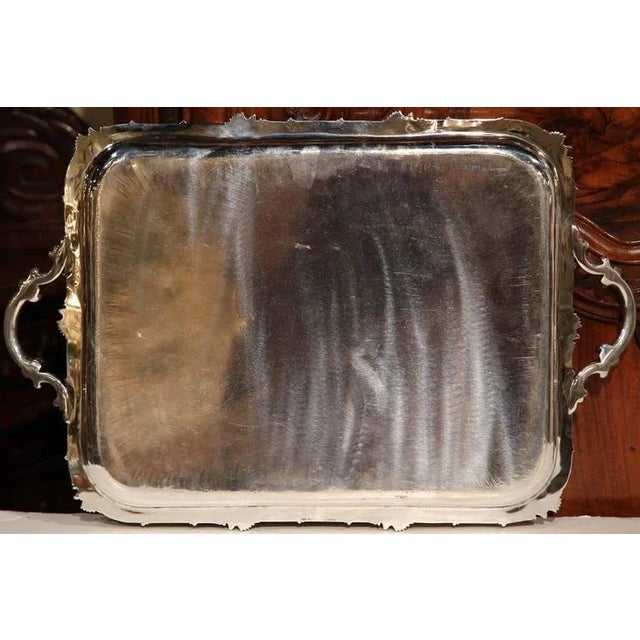 19th Century French Christofle Silver Plated Repoussé Serving Tray For Sale - Image 9 of 9