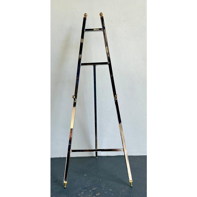 Mid 20th Century Vintage Chrome and Brass Easel For Sale - Image 5 of 16