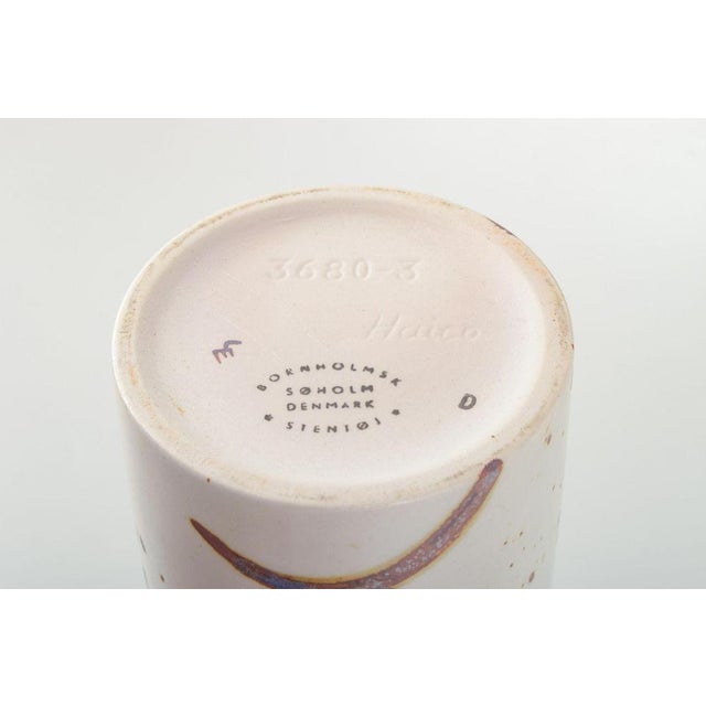 Cylindrical Stoneware Vase with Leaf Motifs by Haico Nitzsche for Søholm, Bornholm, 1960s For Sale - Image 4 of 5
