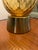 Metal Mid 20th Century Murano Art Glass Table Lamps in Warm Amber Glass With Brass Bases and Coordinating Linen Shades. - a Pair For Sale - Image 7 of 10
