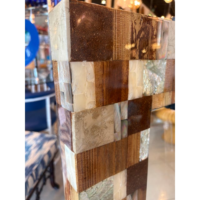 Contemporary Marquis Collection Beverly Hills Wall Mirror Stone Pen Coconut Shell Wood For Sale - Image 3 of 12