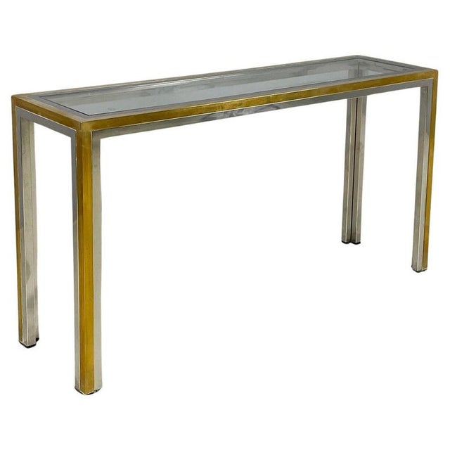 Italian Modern Console in Glass, Brass and Steel attributed to Nanda Vigo, 1970s For Sale - Image 17 of 17