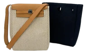 Late 20th Century Hermes Herbag Tpm Mini Black and Beige Sangles Canvas