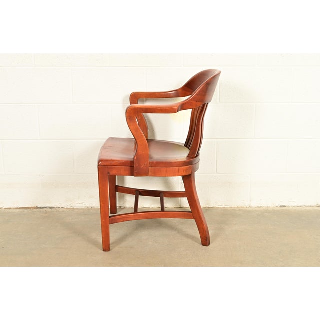 B. L. Marble Chair Co. Antique Mission Arts & Crafts Walnut Banker's Chair, Circa 1910 For Sale - Image 12 of 14