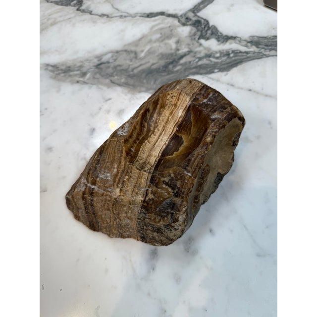 1970s Vintage Hand-Carved Brown Marble Ashtray – Natural Raw-Edge Stone For Sale - Image 5 of 6