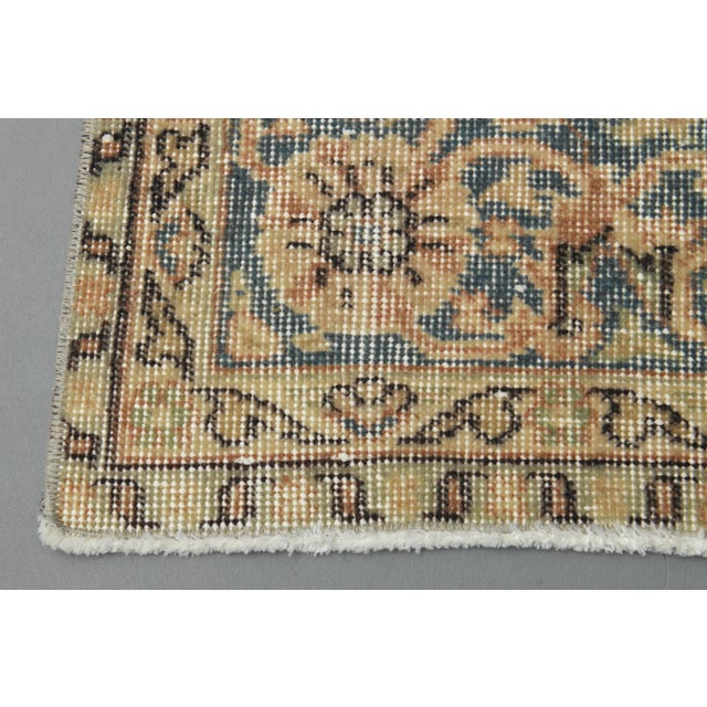 1970s Vintage Turkish Oushak Handmade Wool Cotton Orange Area Rug For Sale - Image 9 of 12