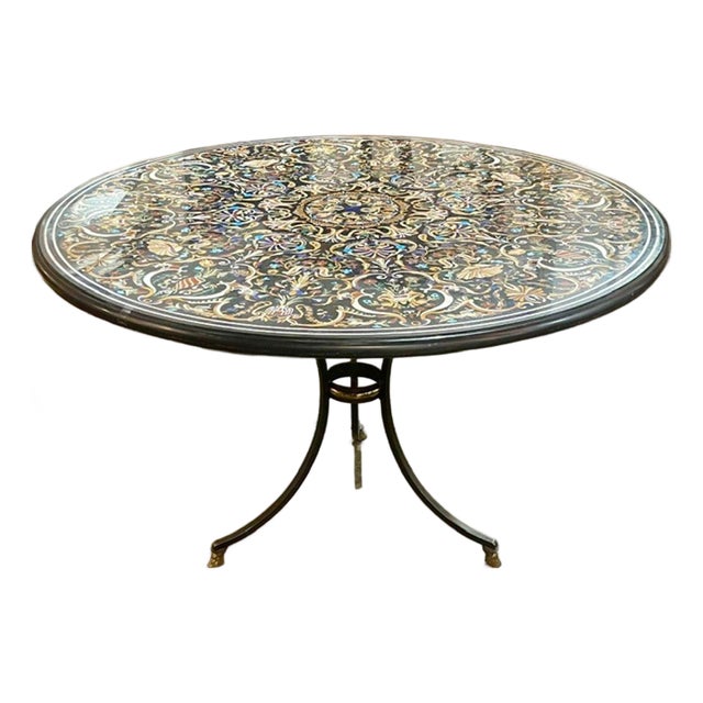Italian Pietra Dura Inlaid Marble Center Table For Sale
