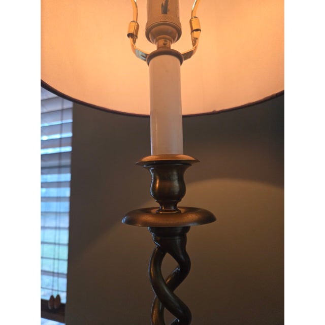 Brass Finish Barley Twist Candlestick Lamp For Sale In Indianapolis - Image 6 of 11
