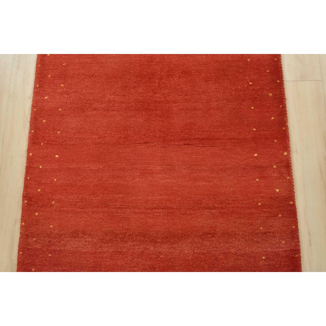 2020s Gabbeh Runner 2’11” X 10’1” Red Wool Contemporary Hand-Knotted Oriental Rug For Sale - Image 5 of 13