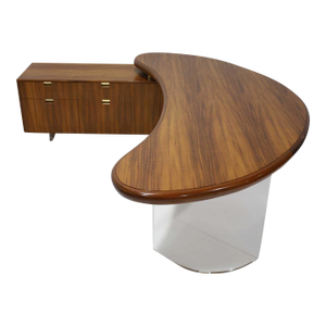 Vladimir Kagan Kidney Desk With Credenza in Tawi Wood