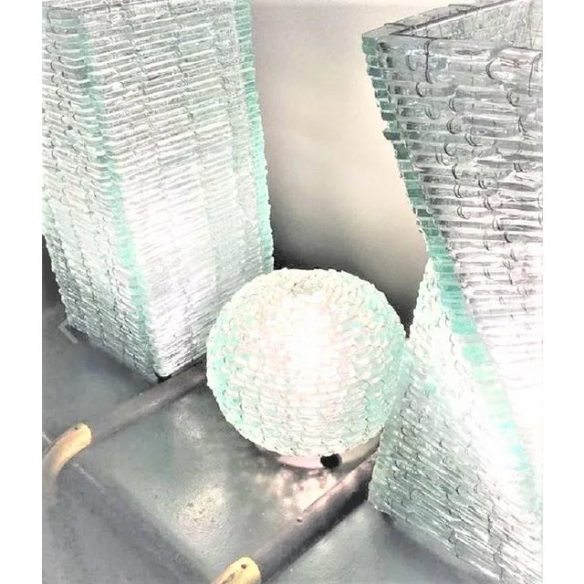 Italian Frosted Glass and Wire Mesh Tao Lamp, 1960s For Sale - Image 4 of 5