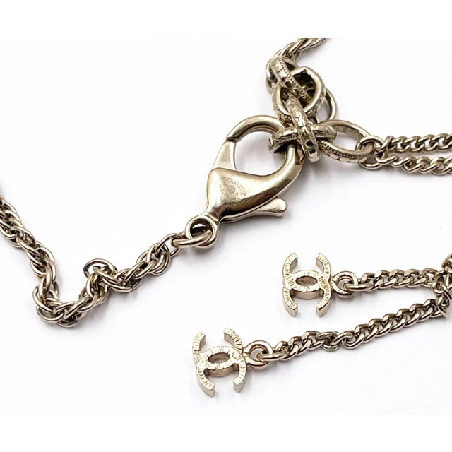 Chanel Chanel Gold CC Pastel Flower Crystal Pearl Long Necklace For Sale - Image 4 of 5