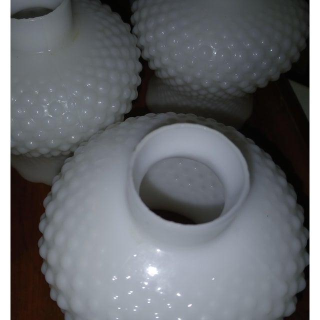 Vintage Hobnail Milk Glass Chandelier or Sconce Shades, Set of 5 For Sale - Image 4 of 12