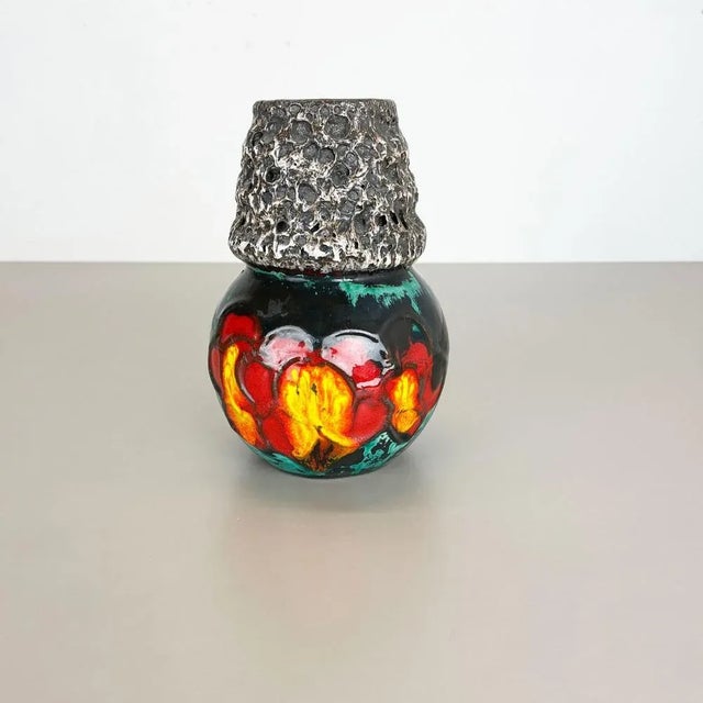 German Vintage Pottery Fat Lava Vase from Scheurich WGP, 1970s For Sale - Image 4 of 18
