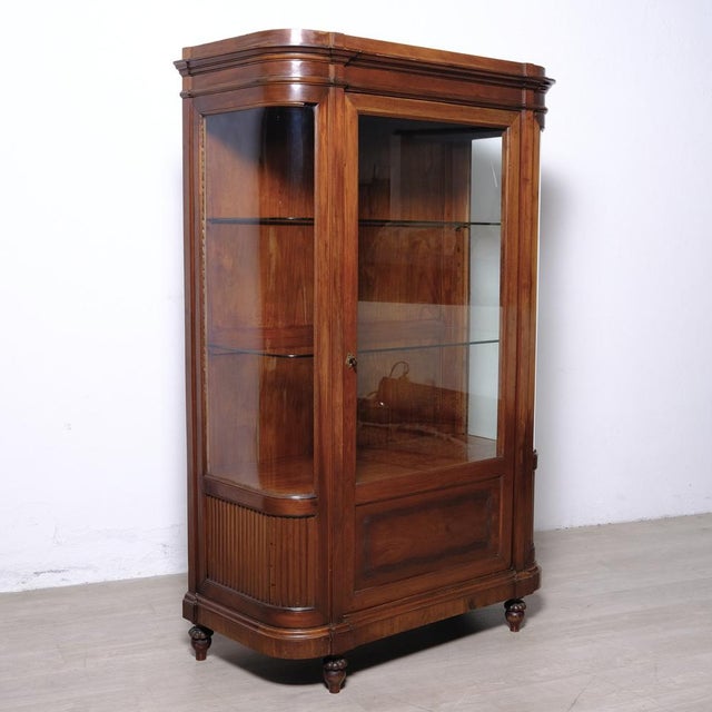 Louis XVI Art Nouveau Semi-Circular Mahogany Display Cabinet, Italy, 1890s For Sale - Image 3 of 18