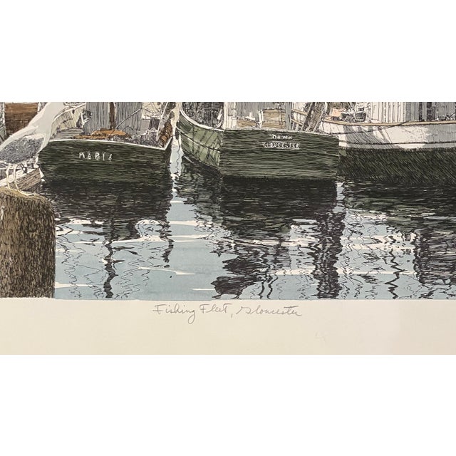 Coastal John Collette Fishing Fleet Gloucester Lithograph For Sale - Image 3 of 5