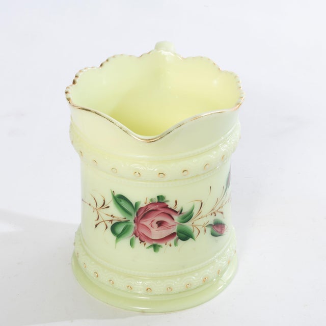 Early 1900s Heisey Uranium Custard Glass Ring Band Drink Set- 7 Pieces For Sale - Image 9 of 12