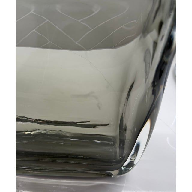 Glass Global Views “Soft Rectangle Vase” Smoke Gray Handblown Polish Art Glass For Sale - Image 7 of 12