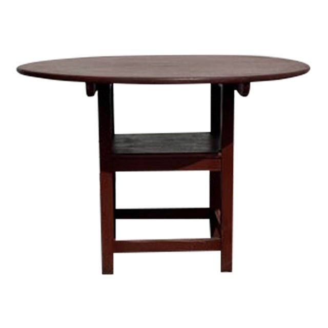Vintage Folk Art Style Painted Round Flip-Top Dining Table For Sale