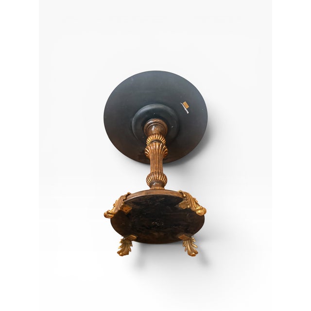 Late 20th Century Maitland-Smith Handcrafted Regency Style Pedestal Hall Table With Brass Leaf Feet For Sale - Image 5 of 14