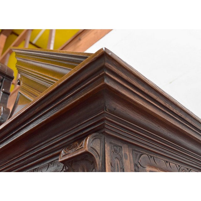 Small Gothic Walnut 2-Part Buffet, 19th Century For Sale - Image 10 of 18