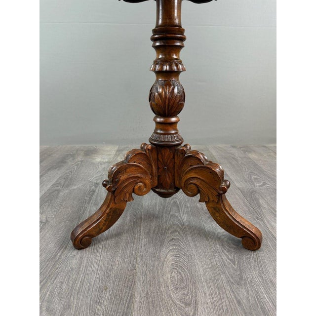 Wood 20th Century Marquetry Wood Pedestal Table, 1890s For Sale - Image 7 of 9
