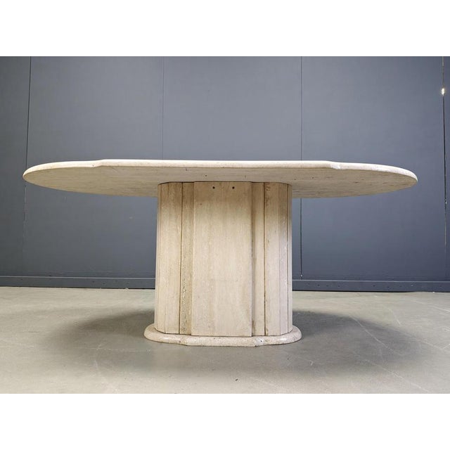 Vintage Travertine Oval Dining Table, 1970s For Sale - Image 11 of 15