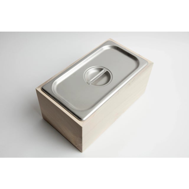 Contemporary Countertop Compost Bin - Noaway© in Magnolia Wood and Stainless Steel For Sale - Image 3 of 9