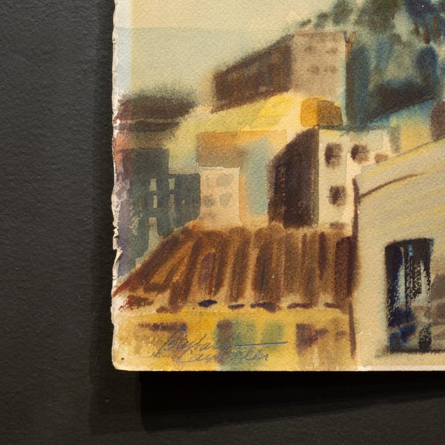 Art Deco Coit Tower, San Francisco, Watercolor Painting, Signed, c.1950 For Sale - Image 3 of 4