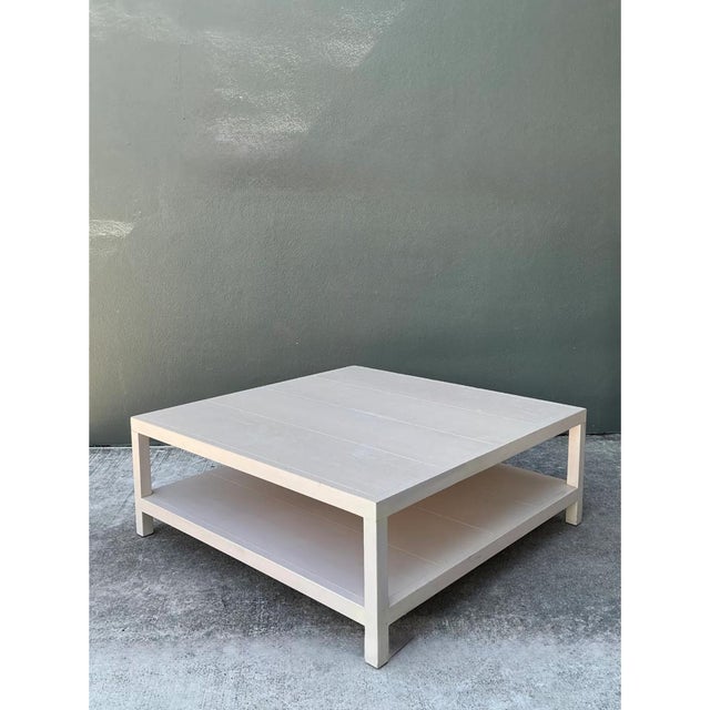 Vintage White Wood Square Coffee Table For Sale In West Palm - Image 6 of 12