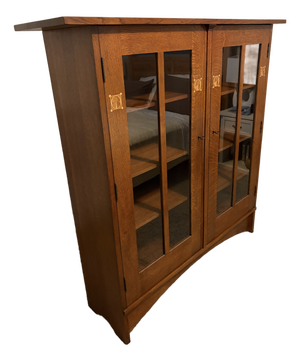 Stickley Mission Collection Harvey Ellis Inlaid Oak Bookcase