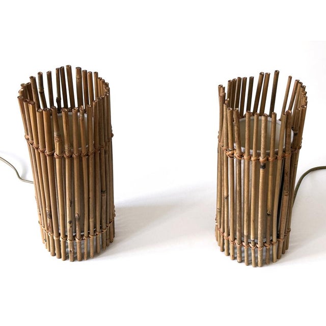 Vintage Bamboo Bedside Table Lamps by Louis Sognot, Germany, 1980s, Set of 2 For Sale - Image 13 of 18