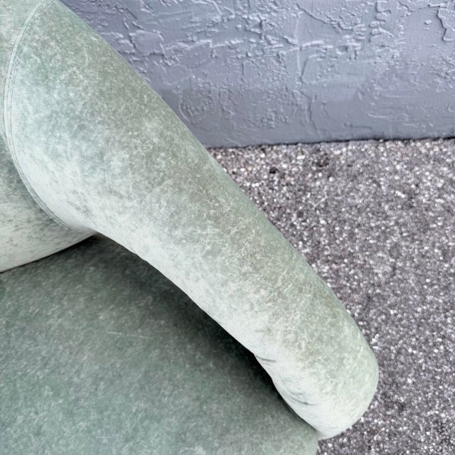 Mint Postmodern Sculpted Sage Mint Green Velvet Lounge Chairs - A Pair For Sale - Image 8 of 12